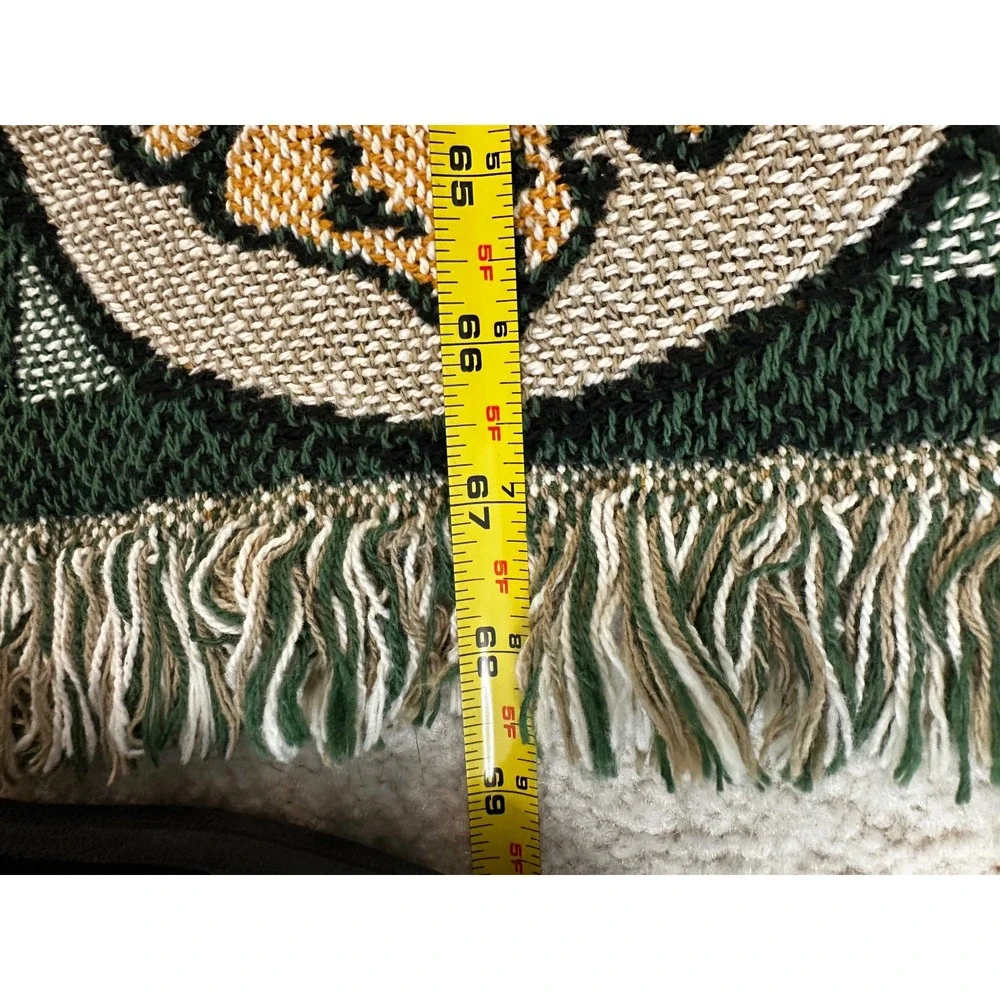 Vtg Leader Dogs for the Blind Lions Club Woven Fringe Throw Blanket 1939-1999